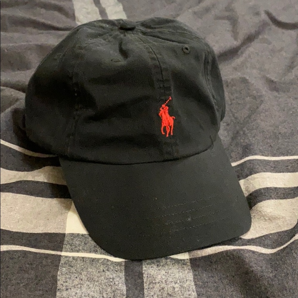 Polo black red dad hat cap